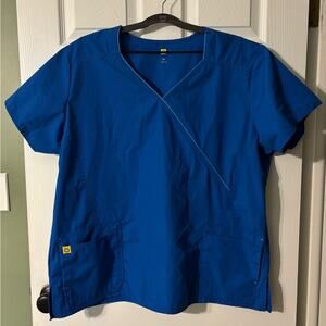 Wonder Wink Scrub Top Women's Plus Size 2XL V-Neck Blue Nurse Vet Tech